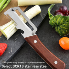 Load image into Gallery viewer, 2-in-1 Wooden Handle Stainless Steel Vegetable Peeler Multifunctional Fruit Slicer with Bottle Opener Kitchen Tool