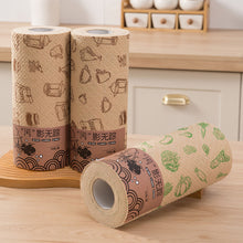 Load image into Gallery viewer, 50Pcs/Roll Vintage Disposable Kitchen Towels Thick Absorbent Dry Wet Dual Use Hand Towel Degreasing Retro Pattern Dish Duster Cloth