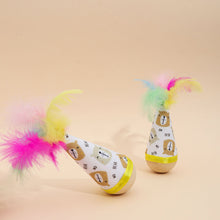 Load image into Gallery viewer, Cartoon Pattern Cat Toy Tumbler Wobble Ball Feather Interactive Toy Bite Resistant Indoor Play Toy For Kitten Gift