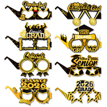 Load image into Gallery viewer, 8Pcs/Set 2026 Black Gold Glitter Paperboard Glasses Graduation Birthday Party Photo Prop Party Decoration Supplies