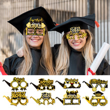 Load image into Gallery viewer, 8Pcs/Set 2026 Black Gold Glitter Paperboard Glasses Graduation Birthday Party Photo Prop Party Decoration Supplies