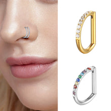 Load image into Gallery viewer, Titanium D Shape Septum Nose Ring Hinged Clicker Hoop With Tragus Cartilage Piercing Body Decoration Jewelry Accessories For Daily Party