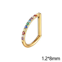 Load image into Gallery viewer, Titanium D Shape Septum Nose Ring Hinged Clicker Hoop With Tragus Cartilage Piercing Body Decoration Jewelry Accessories For Daily Party