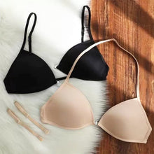 Load image into Gallery viewer, Sexy Thin Seamless Invisible Triangle Cup Bra Women Front Buckle Beauty Back Cross Straps Lingerie Underwear Tops