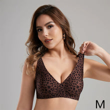 Load image into Gallery viewer, Women's Wireless Seamless Pink Leopard Print Bra Full Cup Soft Thin Support Breathable Deep V Plus Size Underwear