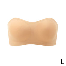 Load image into Gallery viewer, Women's Strapless Silk Bra Seamless Wire Free Push Up Invisible Anti Slip Crossed Tape Beauty Back Underwear