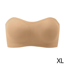 Load image into Gallery viewer, Women's Strapless Silk Bra Seamless Wire Free Push Up Invisible Anti Slip Crossed Tape Beauty Back Underwear