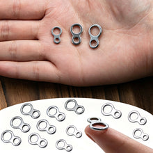Load image into Gallery viewer, 20PCS 2-Hole Stainless Steel Lure Connector Seamless Offshore Fishing Connector for Slow Pitch Jigging Smooth Non-Abrasive Anti-Tangle Fishing Tackle Accessory