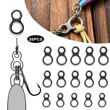 Load image into Gallery viewer, 20PCS 2-Hole Stainless Steel Lure Connector Seamless Offshore Fishing Connector for Slow Pitch Jigging Smooth Non-Abrasive Anti-Tangle Fishing Tackle Accessory