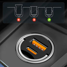 Load image into Gallery viewer, 12-24V Dual Ports Car Charger Pull Ring Automatic PD+USB Fast Charging for iPhone Huawei Xiaomi QC 3.0 Phone Auto Cigarette Lighter Adapter