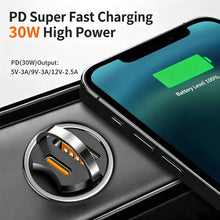 Load image into Gallery viewer, 12-24V Dual Ports Car Charger Pull Ring Automatic PD+USB Fast Charging for iPhone Huawei Xiaomi QC 3.0 Phone Auto Cigarette Lighter Adapter