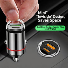Load image into Gallery viewer, 12-24V Dual Ports Car Charger Pull Ring Automatic PD+USB Fast Charging for iPhone Huawei Xiaomi QC 3.0 Phone Auto Cigarette Lighter Adapter