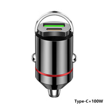 Load image into Gallery viewer, 12-24V Dual Ports Car Charger Pull Ring Automatic PD+USB Fast Charging for iPhone Huawei Xiaomi QC 3.0 Phone Auto Cigarette Lighter Adapter
