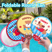 Load image into Gallery viewer, Cute Mini Folding Round Fan Portable Pocket Handheld Fan with Reflective Board Student Outdoor Photography Decor