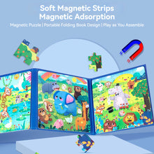 Load image into Gallery viewer, Portable Magnetic Puzzle Book Vehicle Ocean Dinosaur Jigsaw Montessori Early Education Travel Toy for Kids Age 3 4 5 6 7