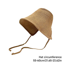 Load image into Gallery viewer, Women Linen Straw Regency Bonnet Hat Geometric Pattern Big Wide Brim Sun Hat Adjustable Lace Up Bow Beach Summer Outdoor Cap