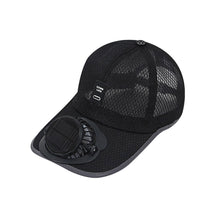 Load image into Gallery viewer, Solar Powered Baseball Cap with Fan USB Rechargeable Breathable Mesh Adjustable Sun Protection Cooling Hat Summer Outdoor Headwear