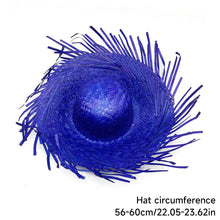 Load image into Gallery viewer, Hand Woven Straw Sun Hat Wide Brim UV Protection Lightweight Breathable Beach Hat Summer Seaside Travel Headwear