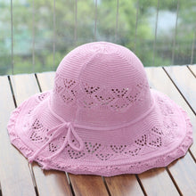 Load image into Gallery viewer, Korean Wave Brim Straw Hat Women Mesh Breathable Summer UV Protection Beach Sun Protection Hat