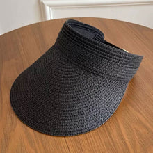 Load image into Gallery viewer, Women Empty Top Wide Brim Straw Sun Visor Hat Foldable Adjustable UV Protection Breathable Headband Style Beach Travel Outdoor Summer Hat