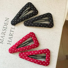 Load image into Gallery viewer, Girls White Polka Dot Triangle Hair Clips Fabric Bangs Side Barrettes Sweet School Style Hair Accessories Headwear