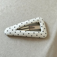 Load image into Gallery viewer, Girls White Polka Dot Triangle Hair Clips Fabric Bangs Side Barrettes Sweet School Style Hair Accessories Headwear