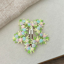Load image into Gallery viewer, Girls Flower Embroidery Heart Shaped Hair Clips Pastoral Style Duckbill Barrettes Princess Baby Side Hair Accessories