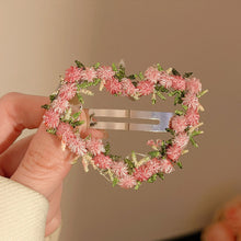 Load image into Gallery viewer, Girls Flower Embroidery Heart Shaped Hair Clips Pastoral Style Duckbill Barrettes Princess Baby Side Hair Accessories