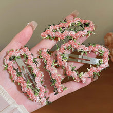 Load image into Gallery viewer, Girls Flower Embroidery Heart Shaped Hair Clips Pastoral Style Duckbill Barrettes Princess Baby Side Hair Accessories