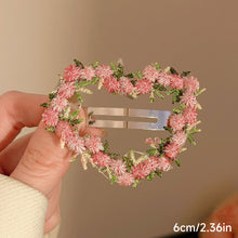 Load image into Gallery viewer, Girls Flower Embroidery Heart Shaped Hair Clips Pastoral Style Duckbill Barrettes Princess Baby Side Hair Accessories