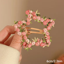 Load image into Gallery viewer, Girls Flower Embroidery Heart Shaped Hair Clips Pastoral Style Duckbill Barrettes Princess Baby Side Hair Accessories