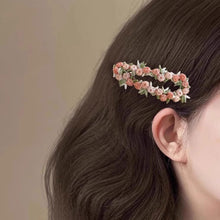 Load image into Gallery viewer, Girls Flower Embroidery Heart Shaped Hair Clips Pastoral Style Duckbill Barrettes Princess Baby Side Hair Accessories