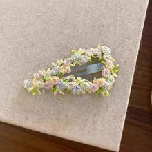Load image into Gallery viewer, Girls Flower Embroidery Heart Shaped Hair Clips Pastoral Style Duckbill Barrettes Princess Baby Side Hair Accessories
