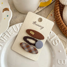 Load image into Gallery viewer, Girls Fabric Embroidery Flower Hair Clips Plaid Checkered Side Hairpins Cute Kids Autumn Winter Versatile Headwear
