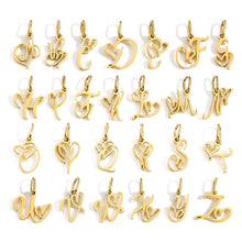 Load image into Gallery viewer, Gold Plated Heart Initial Alphabet Pendant A-Z Stainless Steel Custom Name DIY Jewelry Making Fashion Women Charm Gift