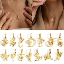 Load image into Gallery viewer, Gold Plated Heart Initial Alphabet Pendant A-Z Stainless Steel Custom Name DIY Jewelry Making Fashion Women Charm Gift