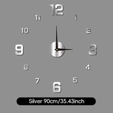 Load image into Gallery viewer, 40cm/90cm Large DIY Acrylic Wall Clock 3D Silent Frameless Wall Sticker for Living Room Bedroom Kitchen Office Home Decor Gift