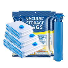 Load image into Gallery viewer, Heavy Duty Vacuum Storage Bags Hand Pump Large Transparent Clothes Quilt Compression Bags for Home Travel Space Saver Organizer