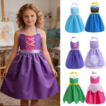 Load image into Gallery viewer, Girls Princess Style Art Smock Apron Fairy Tale Print Adjustable Hanging Neck & Tie Back Washable Child Painting Apron for Toddler Kids