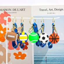 Load image into Gallery viewer, Creative Mini 3D Ball Keychain Silicone Football Basketball Volleyball Tennis Rugby Key Ring Bag Car Pendant Accessories Sports Souvenir Gift