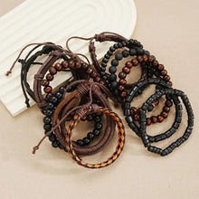 Load image into Gallery viewer, 12/24Pcs/Set Vintage Braided Faux Leather Bead Bracelet Set For Men Women Wooden Bead Fashion Jewelry Accessories Gifts