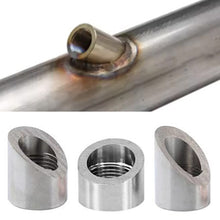 Load image into Gallery viewer, Universal Car O2 Oxygen Sensor M18 X 1.5 Adapter Mounting Plugs Spacer 30 45 Degree Curve Notched Nut Bung Stainless Steel