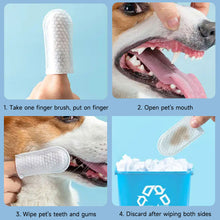Load image into Gallery viewer, 50PCS Pet Finger Toothbrush Wipes Disposable Non-Woven Dog Cat Dental Care Kit & Eye Cleaning Pads Oral Hygiene Tools