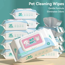 Load image into Gallery viewer, 80Pcs Pet Wipes Disposable 2-in-1 Cleaning Wipes for Dogs Cats Tear Stain Remover & Butt Cleaning Non-Woven Deodorizing Grooming Wipes