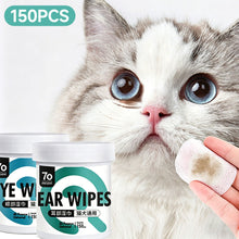 Load image into Gallery viewer, 50/150Pcs Pet Wipes Tear Stain Remover Ear Cleaner & Dental Wipes Disposable Non-Woven Dog Cat Eye Ear Oral Care Grooming Wipes