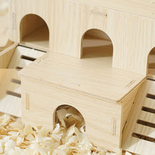 Load image into Gallery viewer, Wooden Hamster House Hideout Small Animal Hideaway Platform Ladder Climbing Toy Real Wood Cage Decor for Hamster Bird Parrot