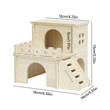 Load image into Gallery viewer, Wooden Hamster House Hideout Small Animal Hideaway Platform Ladder Climbing Toy Real Wood Cage Decor for Hamster Bird Parrot