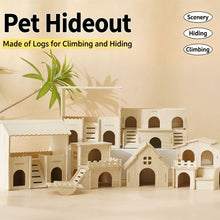 Load image into Gallery viewer, Wooden Hamster House Hideout Small Animal Hideaway Platform Ladder Climbing Toy Real Wood Cage Decor for Hamster Bird Parrot