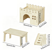 Load image into Gallery viewer, Wooden Hamster House Hideout Small Animal Hideaway Platform Ladder Climbing Toy Real Wood Cage Decor for Hamster Bird Parrot