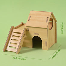 Load image into Gallery viewer, Wooden Hamster House Hideout Small Animal Hideaway Platform Ladder Climbing Toy Real Wood Cage Decor for Hamster Bird Parrot